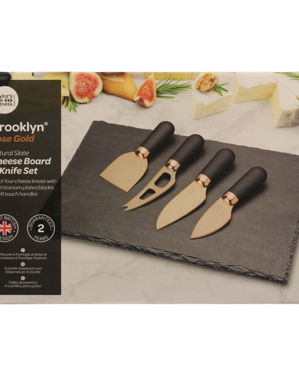 Brooklyn Rose Gold Cheese Board & Knife Set