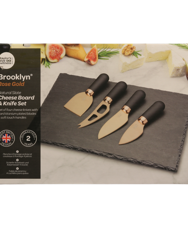 Brooklyn Rose Gold Cheese Board & Knife Set