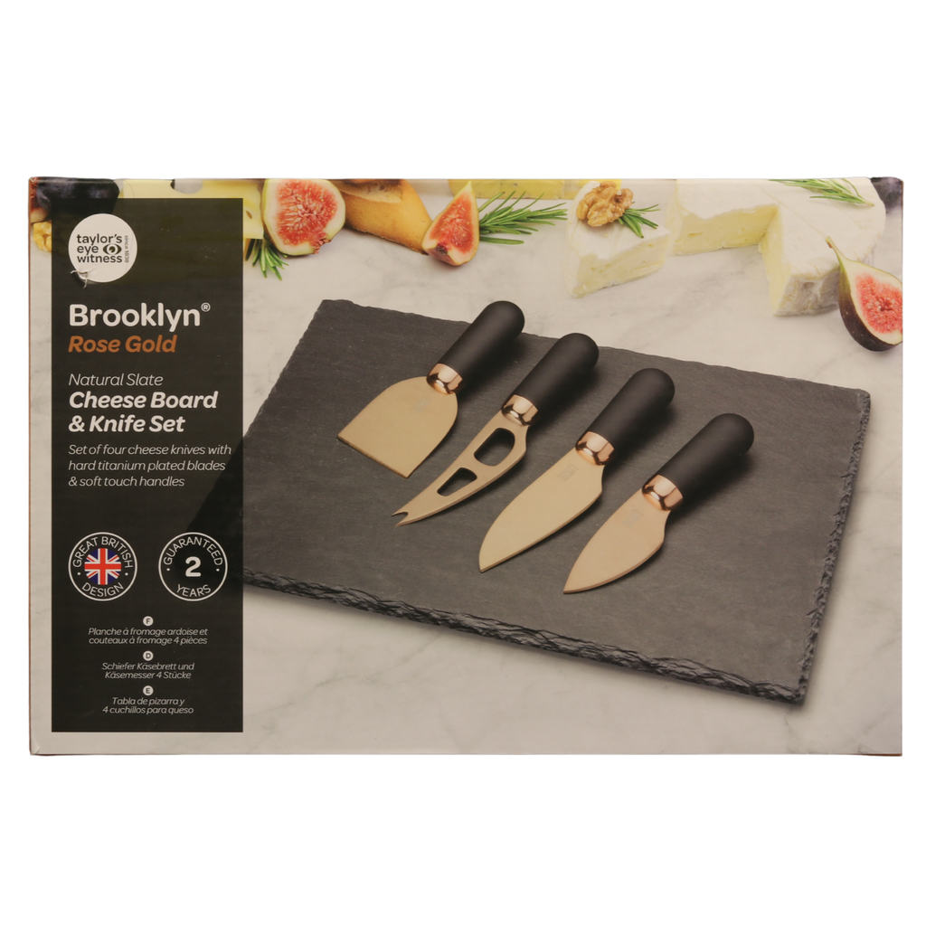 Brooklyn Rose Gold Cheese Board & Knife Set