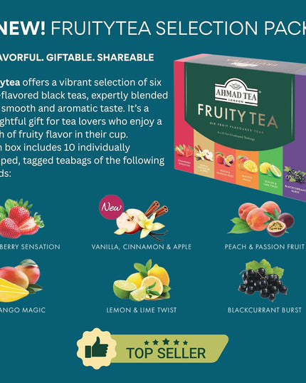 Ahmad Tea Fruity Tea Six Fruit Flavoured Teas - 60 Tea Bags