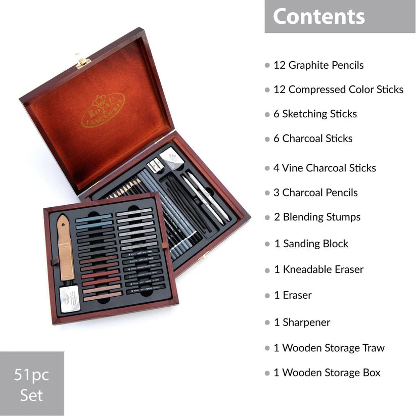 Artist Drawing Set : Royal Langnickel 51 Piece Essential Sketching Set