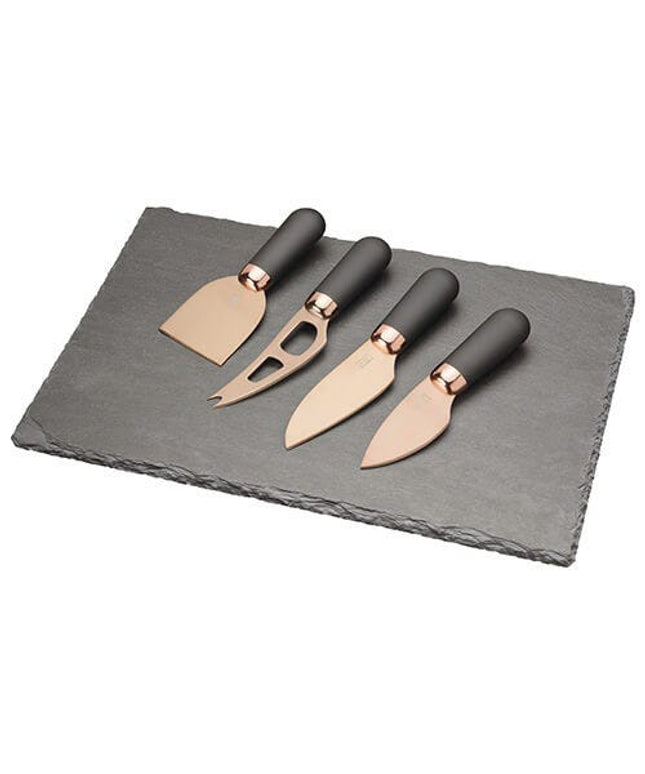 Brooklyn Rose Gold Cheese Board & Knife Set